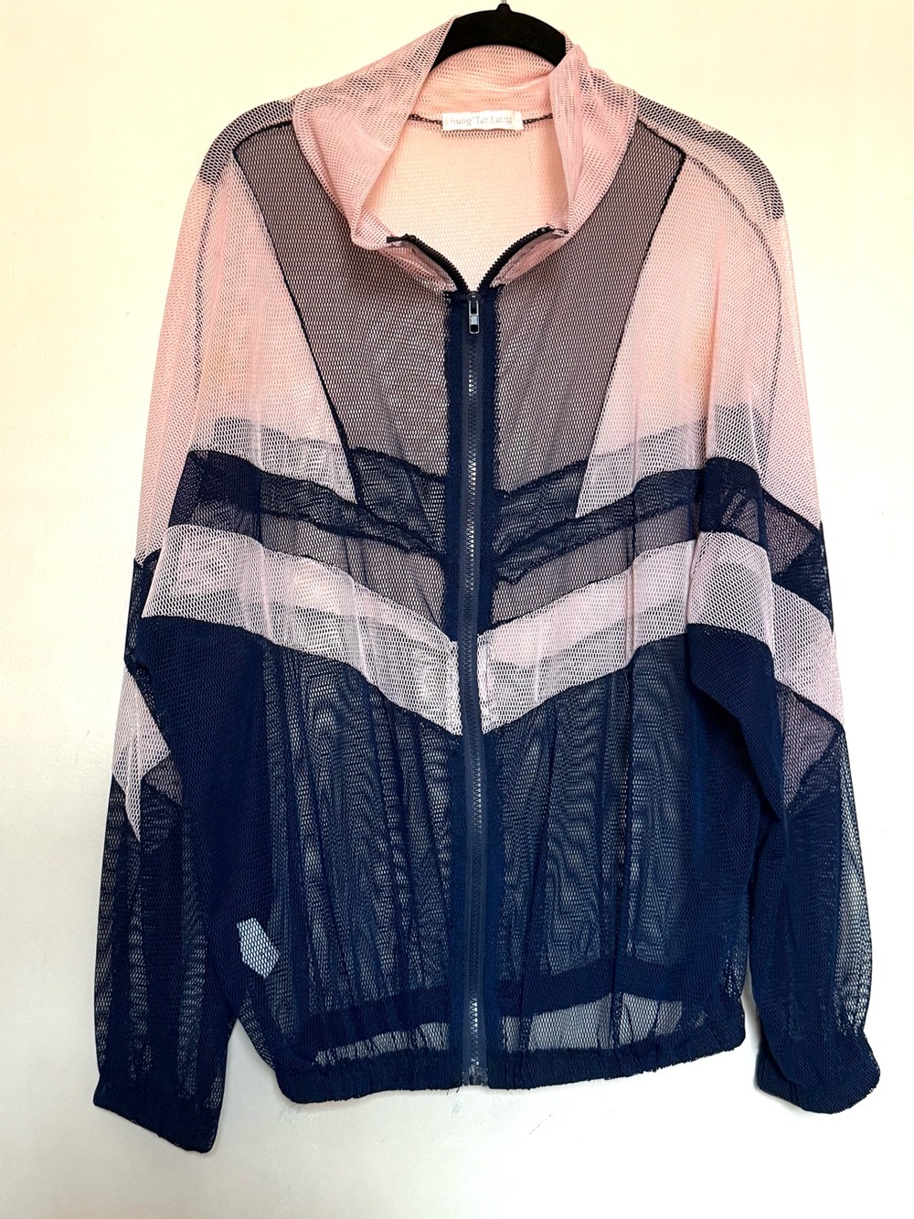 Mesh Zip-Front Jacket - Pink & Navy